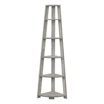 Monarch Specialties Bookshelf, Etagere, Corner, 5 Tier, 72"H, Office, Bedroom, Grey Laminate