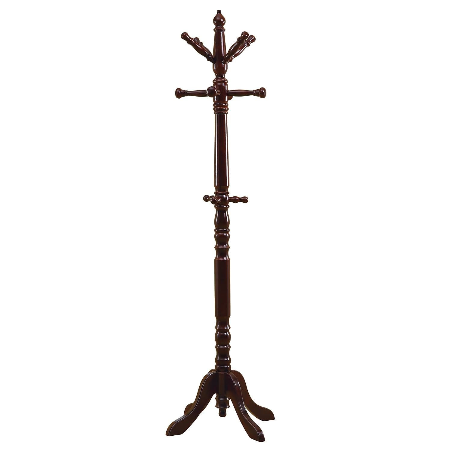 Monarch Specialties Coat Rack, Hall Tree, 11 Hooks, Entryway, 73"H, Bedroom, Brown Wood