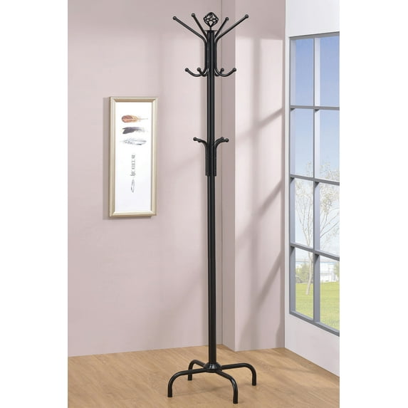 12-hook Coat Rack Black