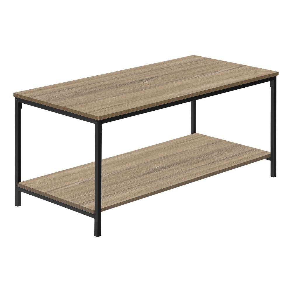 Contemporary 40" Rectangular Coffee Table in Dark Taupe & Black