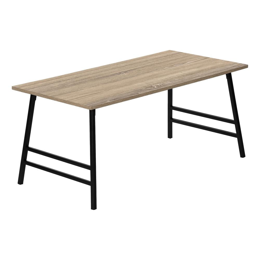 Dark Taupe Rectangular Wood and Metal Coffee Table