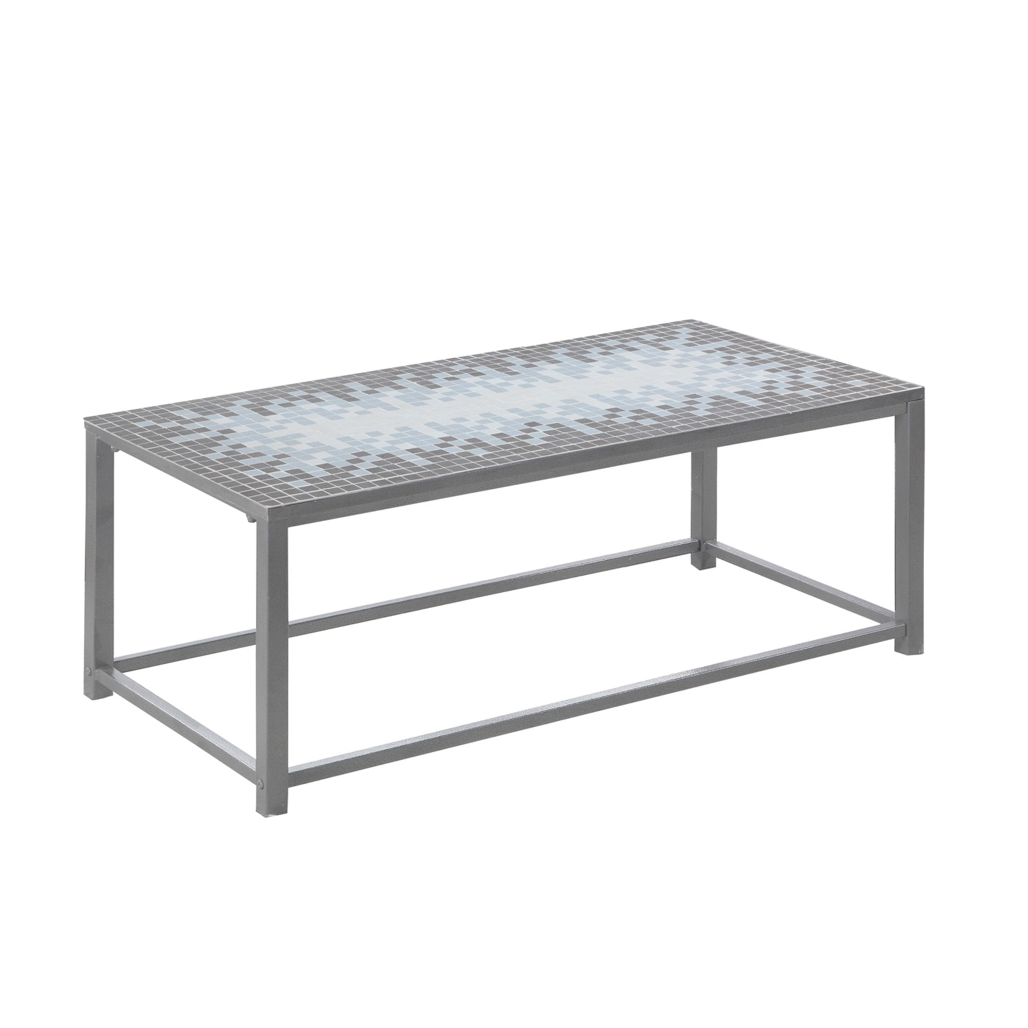 Elegant 42" Rectangular Metal Coffee Table with Grey Tile Top