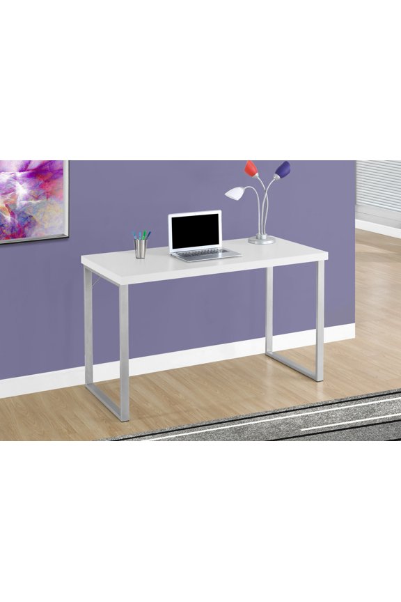 Computer Desk - 48"L / White / Silver Metal
