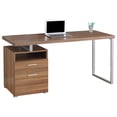 thumbnail image 1 of Monarch Specialties Computer Desk - 60"L, Walnut, Silver Metal, 1 of 4