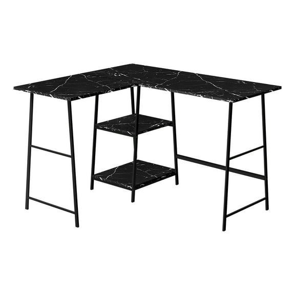Monarch Specialties - Computer Desk, Corner, 48"L, Work, Laptop, Black Marble Look Laminate