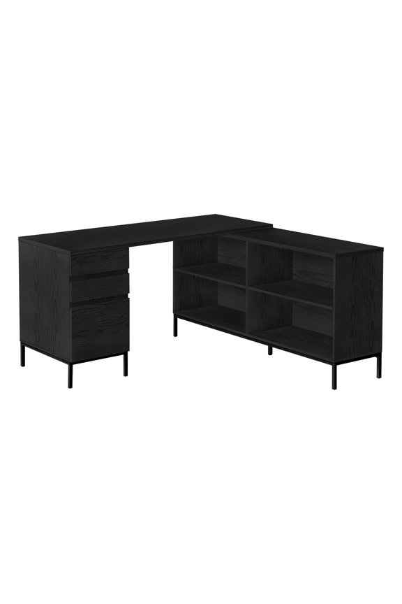 - Computer Desk, Corner, 60"L, L Shape, Work, Laptop, Black Laminate
