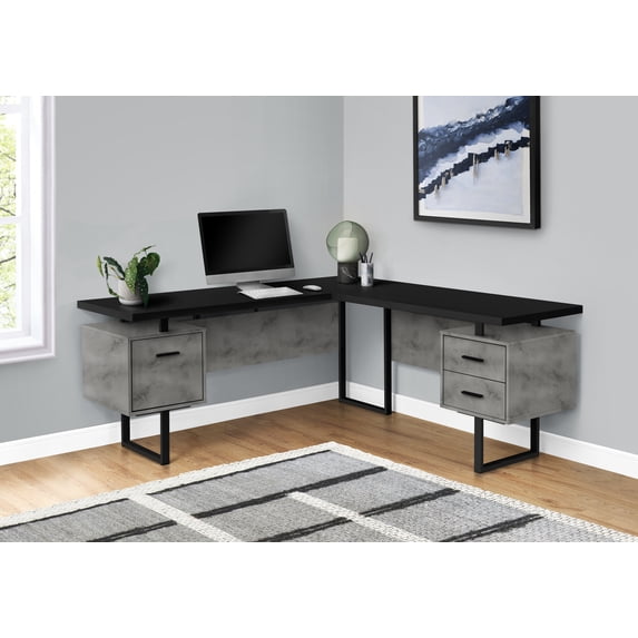 Monarch Specialties Computer Desk, Corner, 70"L, L Shape, Work, Laptop, Grey And Black Laminate