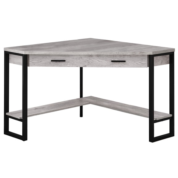 Contemporary Home Living 42" Gray and Black L-Shaped Contemporary Computer Desk