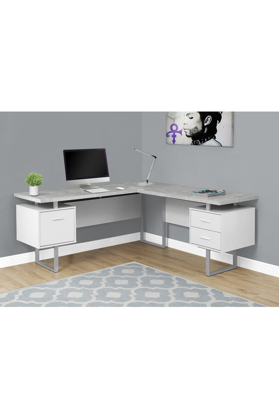 Computer Desk, Home Office, Corner, 70"L, L Shape, Work, Laptop, Grey Laminate