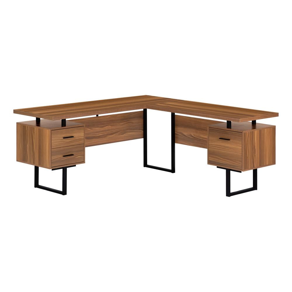 Monarch Specialties Computer Desk, Home Office, Corner, 70"L, L Shape, Work, Laptop, Walnut Laminate