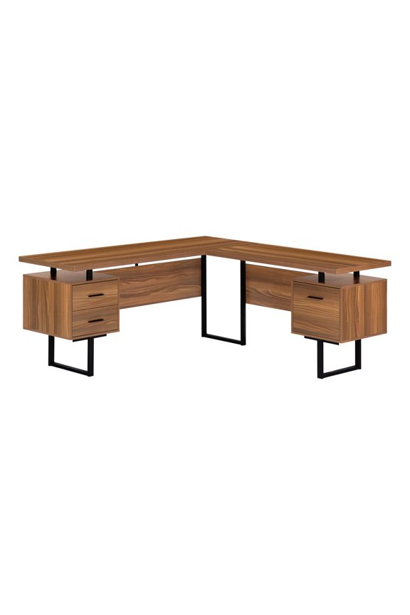 Computer Desk, Home Office, Corner, 70"L, L Shape, Work, Laptop, Walnut Laminate