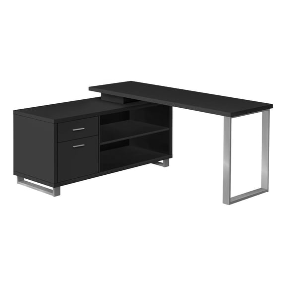 Monarch Specialties Computer Desk, Home Office, Corner, 72"L, L Shape, Work, Laptop, Black Laminate