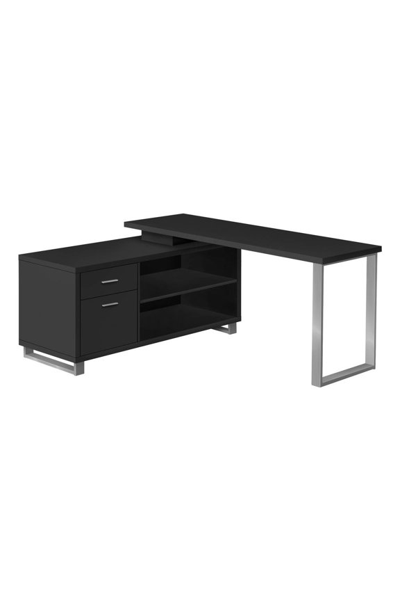 Computer Desk, Home Office, Corner, 72"L, L Shape, Work, Laptop, Black Laminate