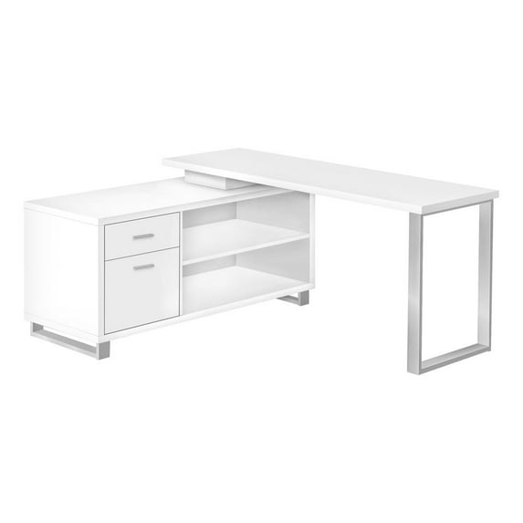 Monarch Specialties Computer Desk, Home Office, Corner, 72"L, L Shape, Work, Laptop, White Laminate
