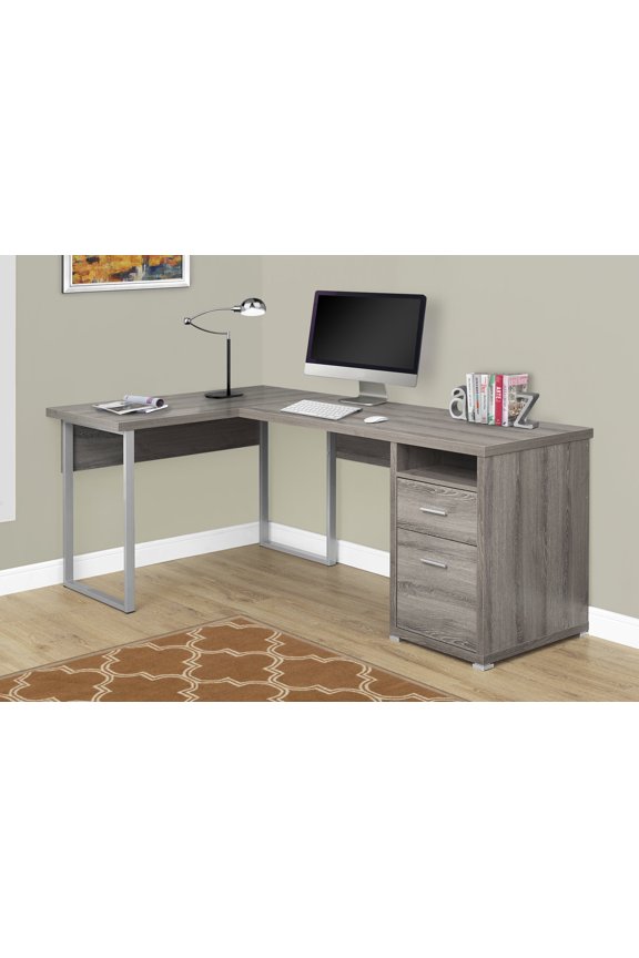 Computer Desk, Home Office, Corner, 80"L, L Shape, Work, Laptop, Brown Laminate