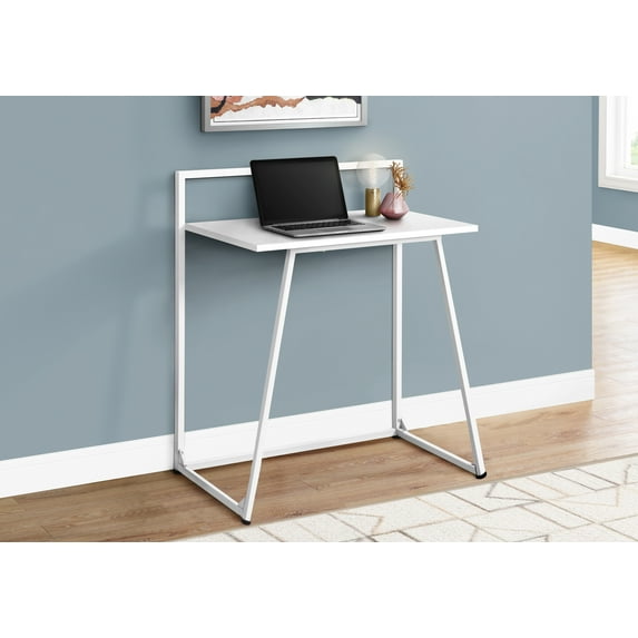 Computer Desk - Juvenile / Small Writing Or Laptop Table / Modern Style - 30"L - White / White Metal