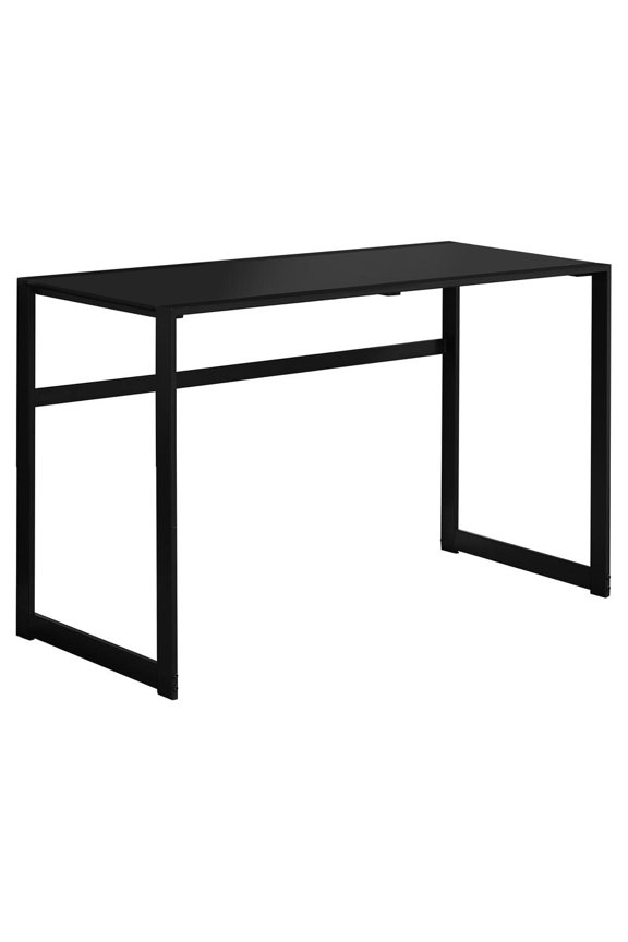 Computer Desk, Home Office, Laptop, 48"L, Work, Black Tempered Glass