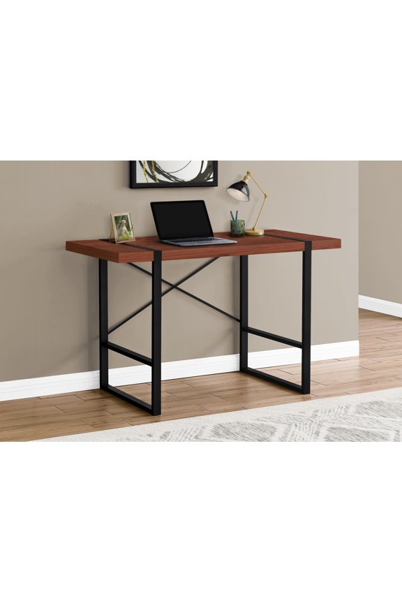 Computer Desk, Home Office, Laptop, 48"L, Work, Brown Laminate, Black Metal