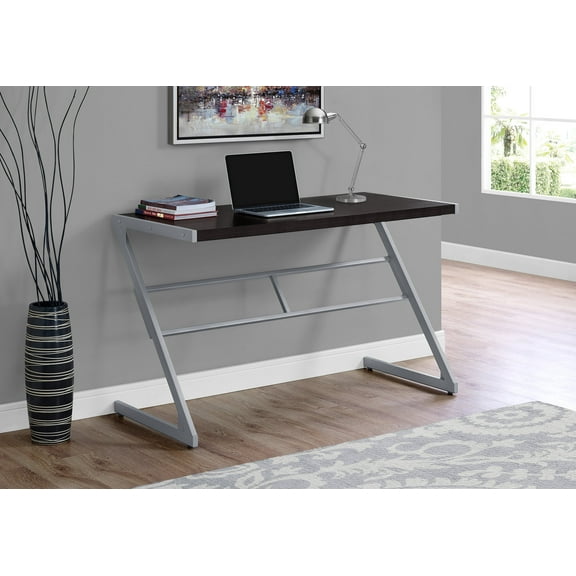 Computer Desk - 48"L / Espresso / Silver Metal