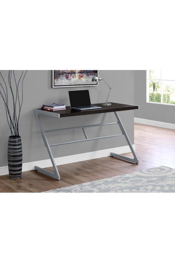 Computer Desk - 48"L / Espresso / Silver Metal