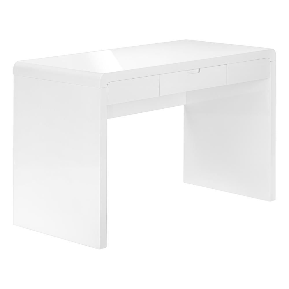Glossy White Modern Home Office Desk with Drawer