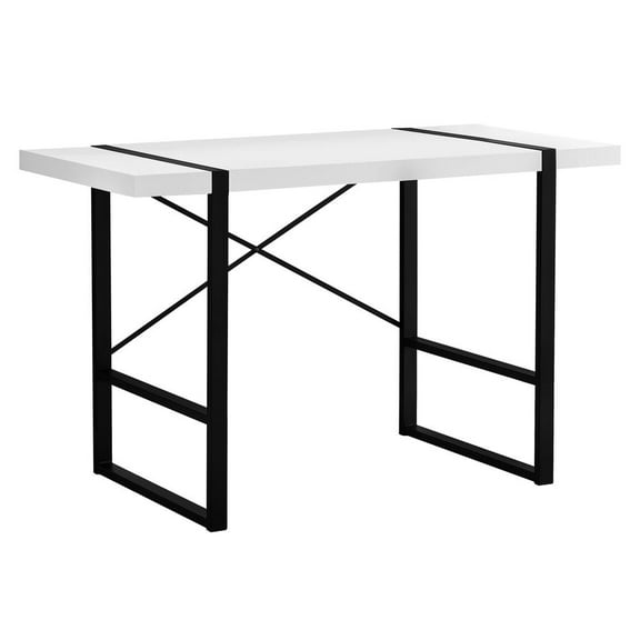 Monarch Specialties Computer Desk, Home Office, Laptop, 48"L, Work, White Laminate, Black Metal