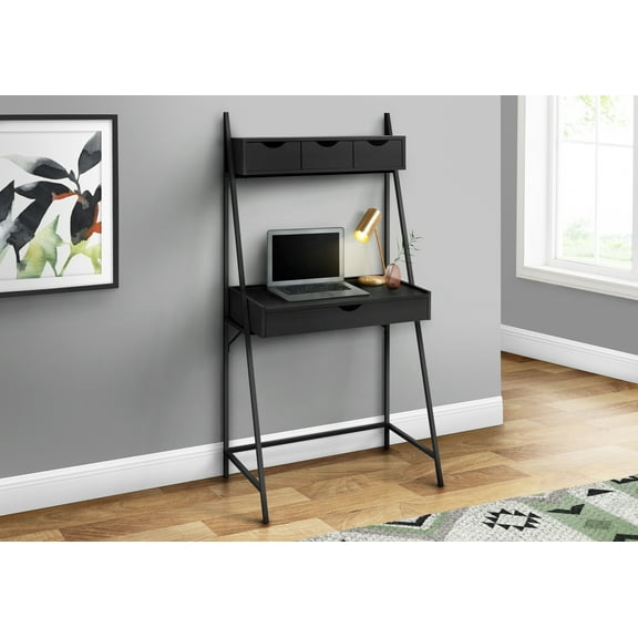 Monarch Specialties Computer Desk, Home Office, Laptop, Leaning, 32"L, Work, Black Laminate
