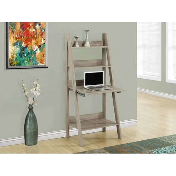 Monarch Specialties Computer Desk, Home Office, Laptop, Leaning, 61"H, Work, Brown Laminate