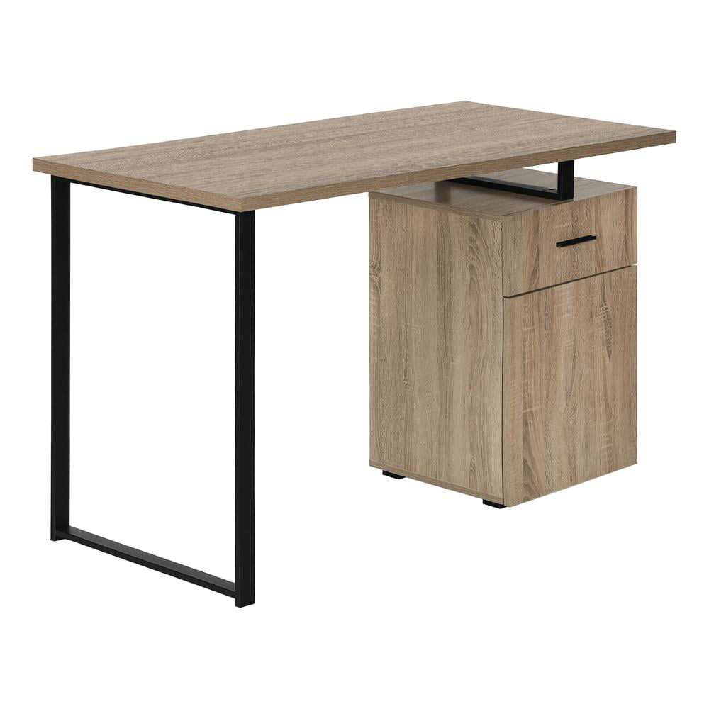 Modern Black and Brown Wood Home Office Desk with Drawer