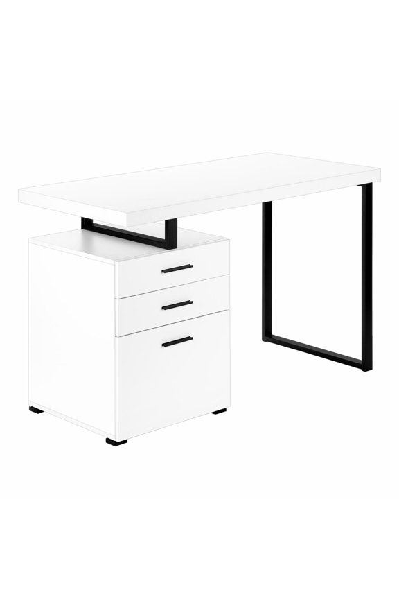 Computer Desk, Home Office, Laptop, Storage Drawers, 48"L, Work, White Laminate