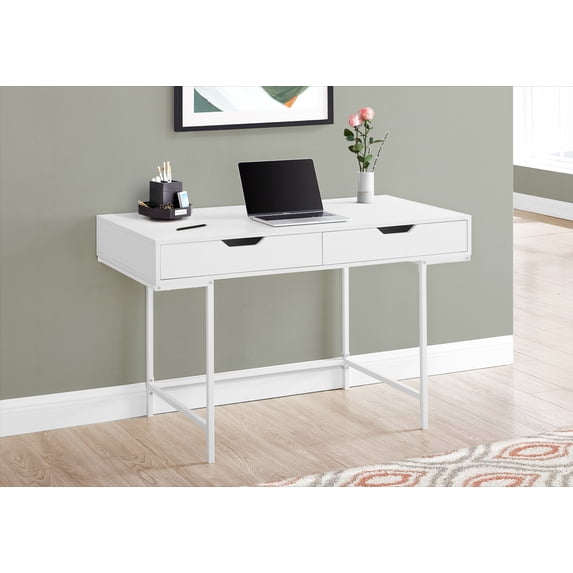 Monarch Specialties Computer Desk, Home Office, Laptop, Storage Drawers, 48"L, Work, White Laminate