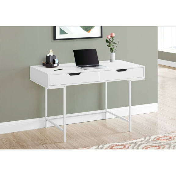 Monarch Specialties Computer Desk, Home Office, Laptop, Storage Drawers, 48"L, Work, White Laminate