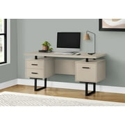 Monarch Specialties Computer Desk, Home Office, Laptop, Storage Drawers, 60L, Work, Beige Laminate