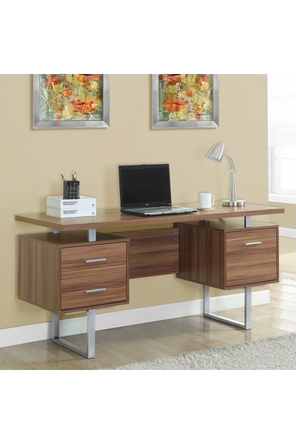 Computer Desk, Home Office, Laptop, Storage Drawers, 60"L, Work, Walnut Laminate