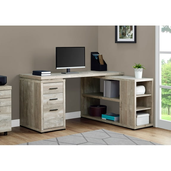Monarch Specialties Computer Desk, L-Shaped, Corner, 3 Drawers 2 Open Shelves 3 Cubbies, 60"L X 47"W