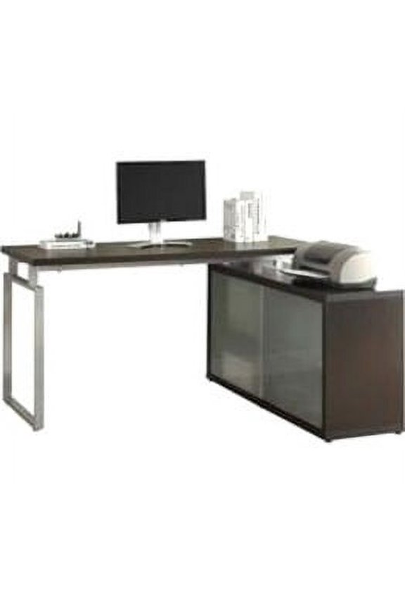 Computer Desk White Corner With Frosted Glass