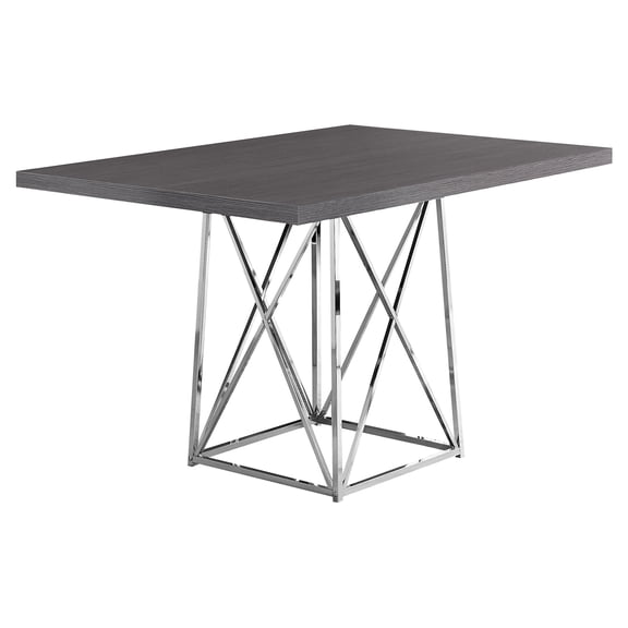 Monarch Specialties DINING TABLE - 36"X 48", GREY, CHROME METAL