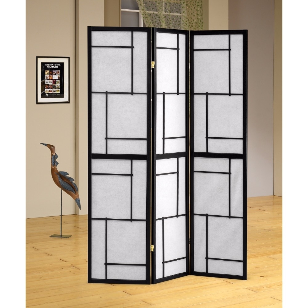 Monarch Specialties Damis 3-Panel Folding Floor Screen Black And White - image 1 of 5