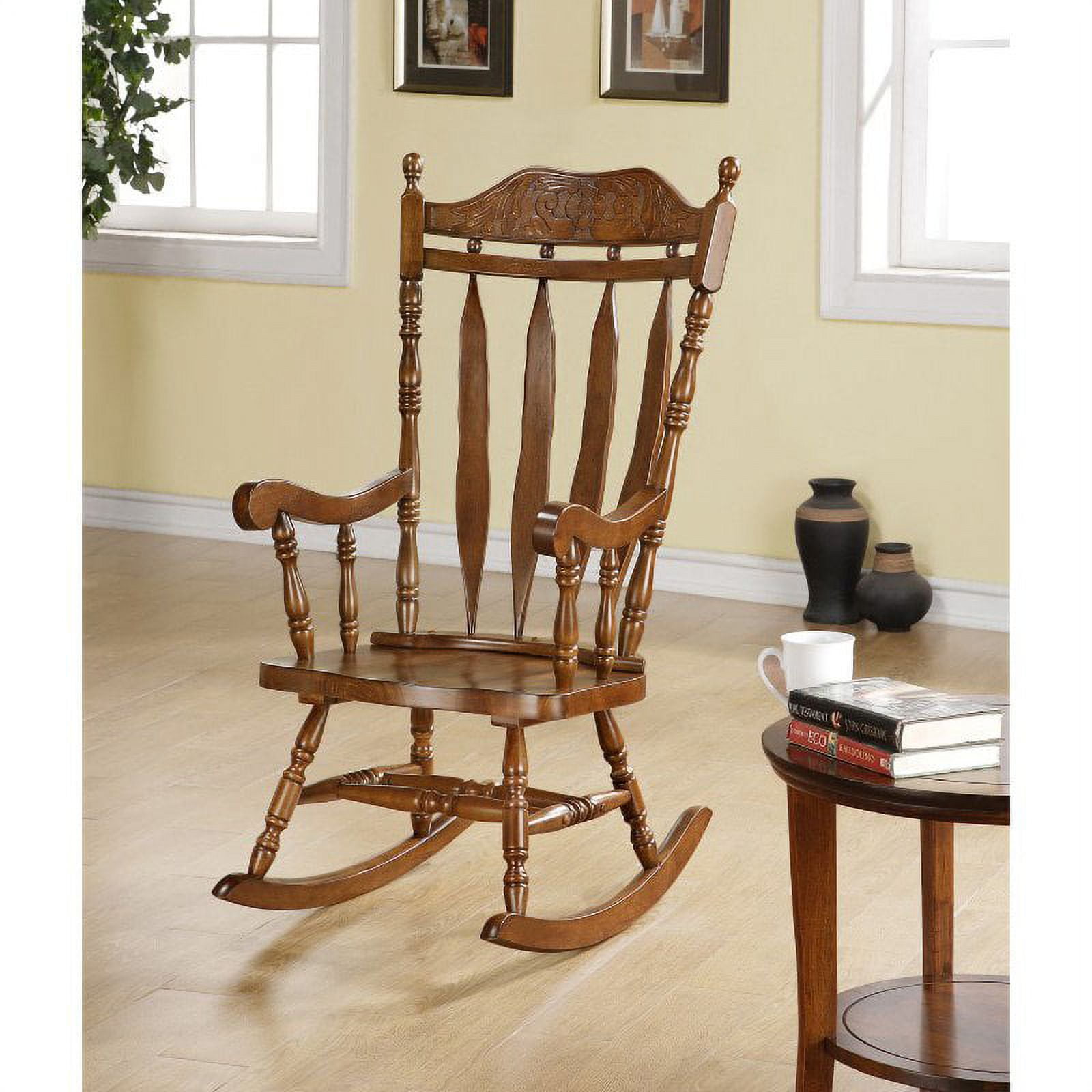 Monarch Specialties Dark Walnut 45H in. Solid Wood Rocking Chair ...