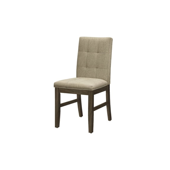 Monarch Dining Chair, 37 Height, Set Of 2, Upholstered, Brown Fabric, Grey Solid Wood