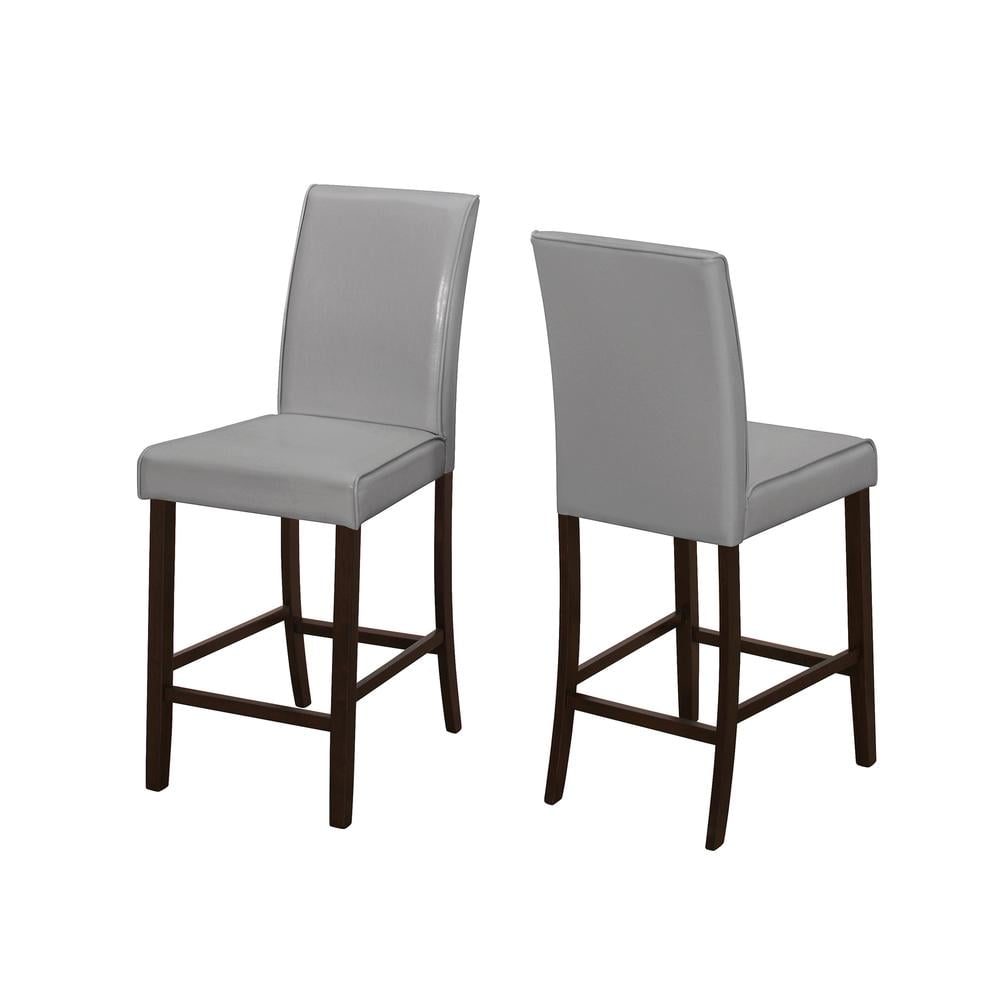 Transitional Gray Faux Leather Upholstered Counter Stool