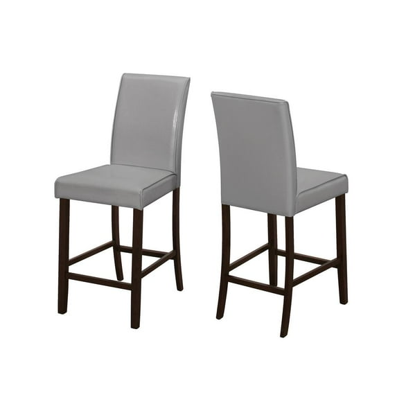 Monarch Specialties Dining Chair, Set Of 2, Counter Height, Upholstered, Dining Room, PU, Wood