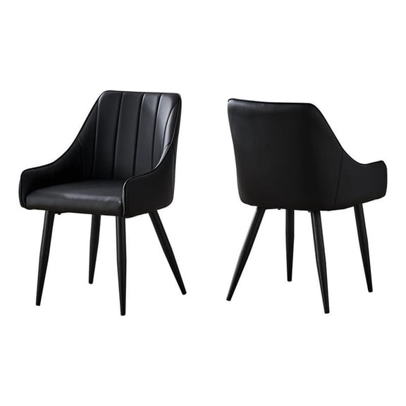 Monarch Specialties Dining Chair, Set Of 2, Side, Kitchen, Dining Room, Black PU, 33.5" H, Indoor