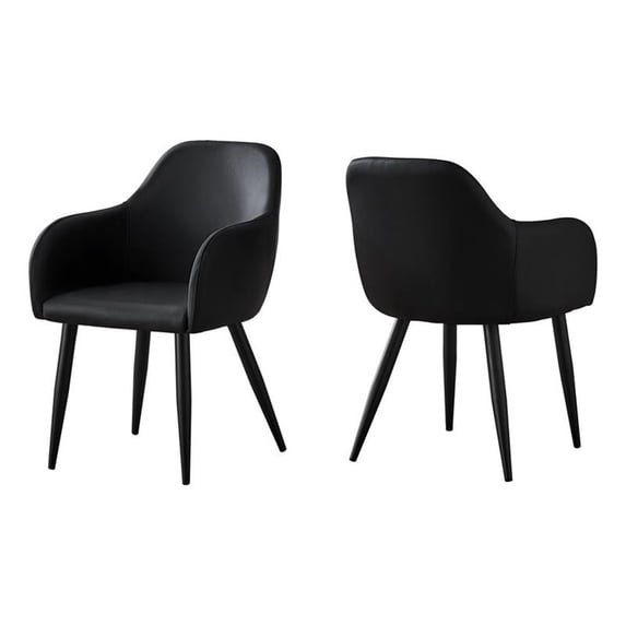 Monarch Specialties Dining Chair, Set Of 2, Side, Upholstered, Kitchen, Black PU, 33" H, Indoor