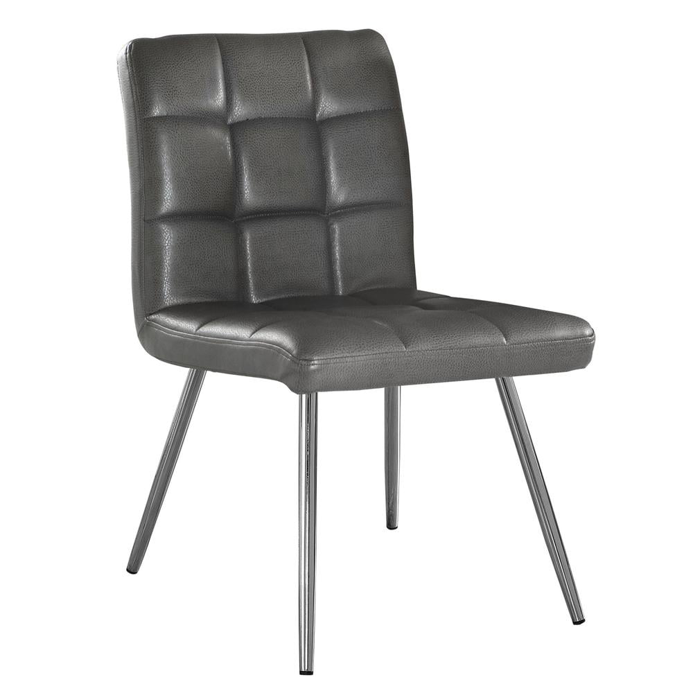 Contemporary Grey Faux Leather and Metal Side Dining Chair