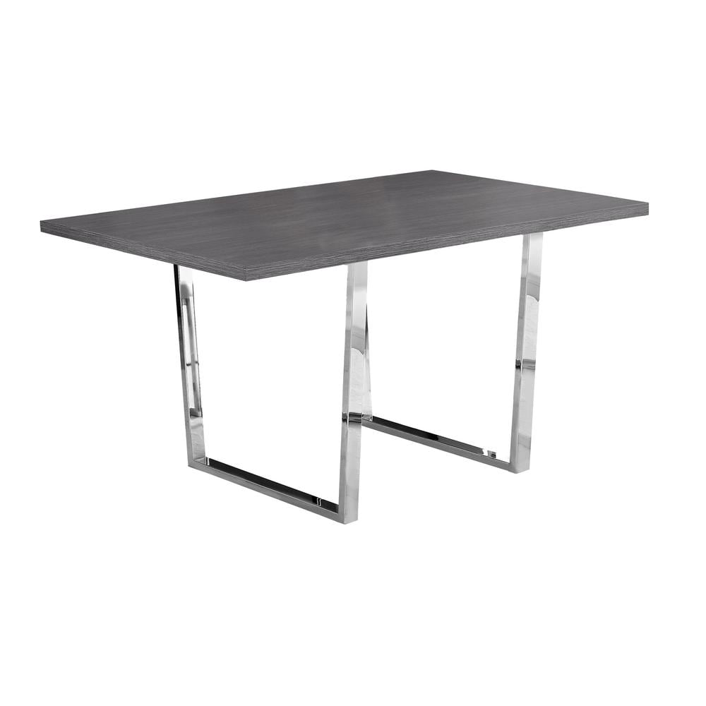 Gray Rectangular Dining Table with Chrome Legs
