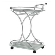 Monarch Specialties Elfman 2-Shelve Serving Cart Chrome And White