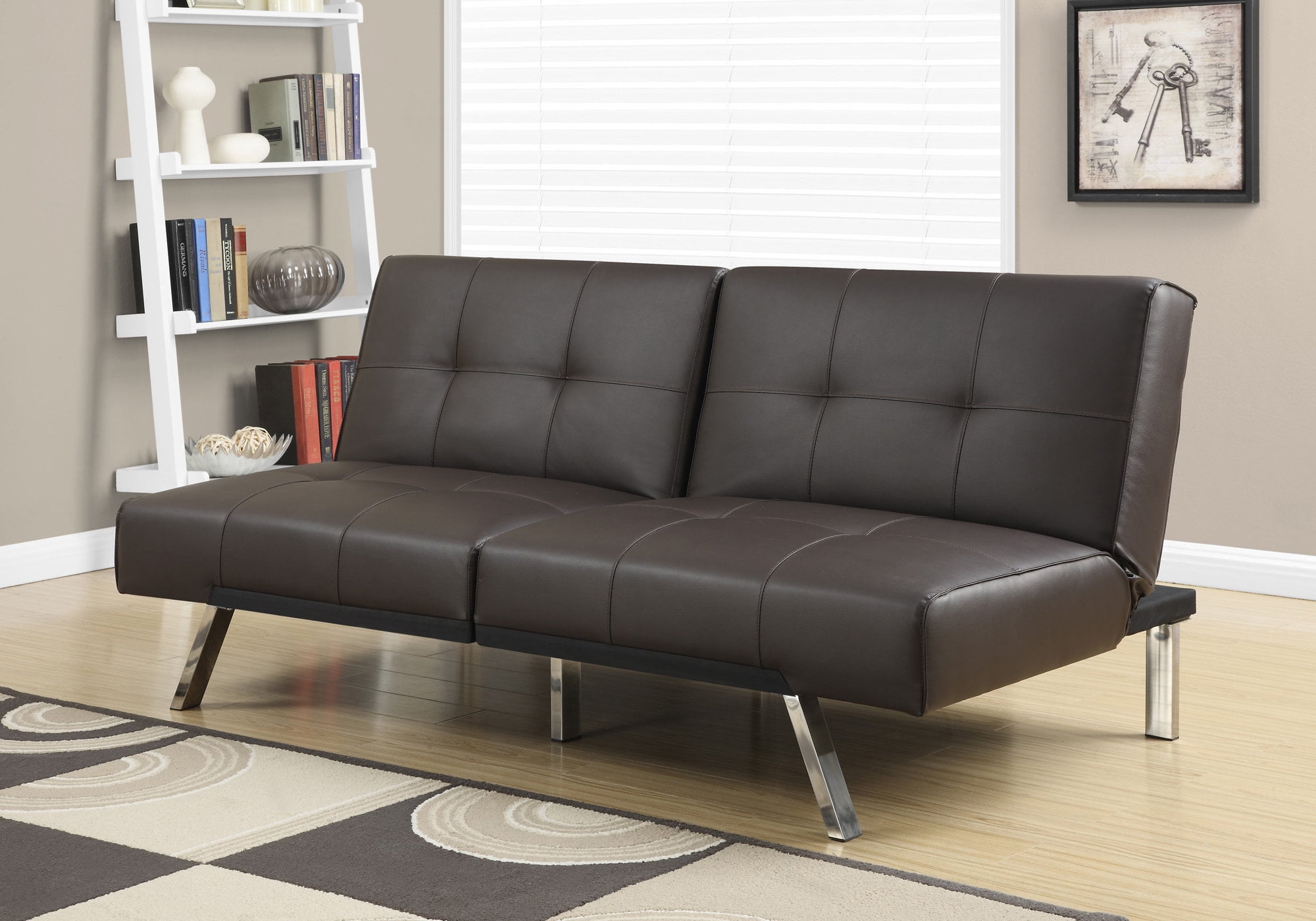 Monarch Specialties Futon Split Back Click Clack Dark Brown