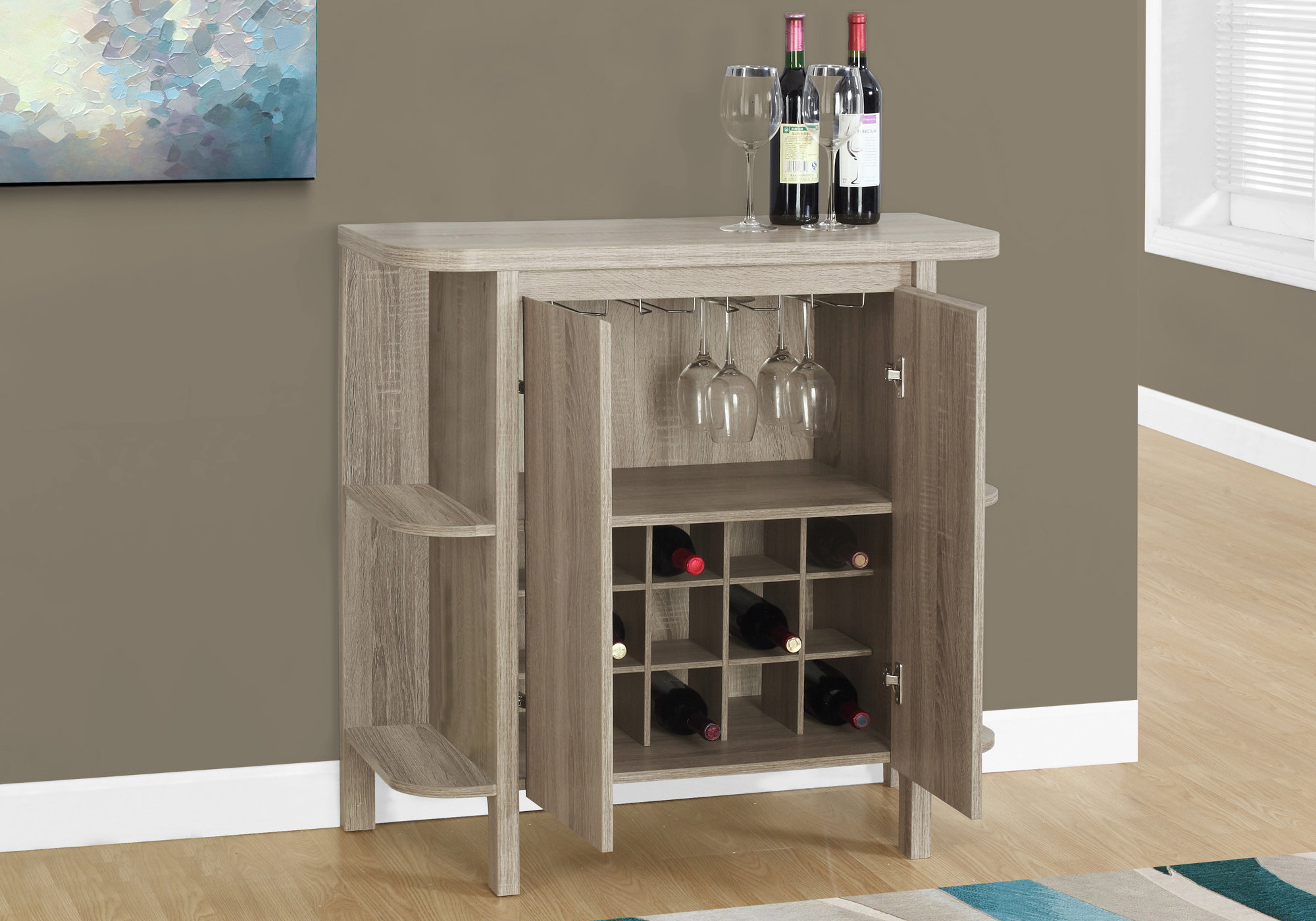 Monarch Specialties - Home Bar - 36" High / Cappuccino with Bottle / Glass Storage - image 1 of 4