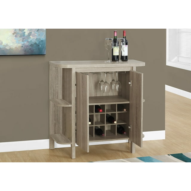 Monarch Specialties - Home Bar - 36" High / Cappuccino with Bottle / Glass Storage